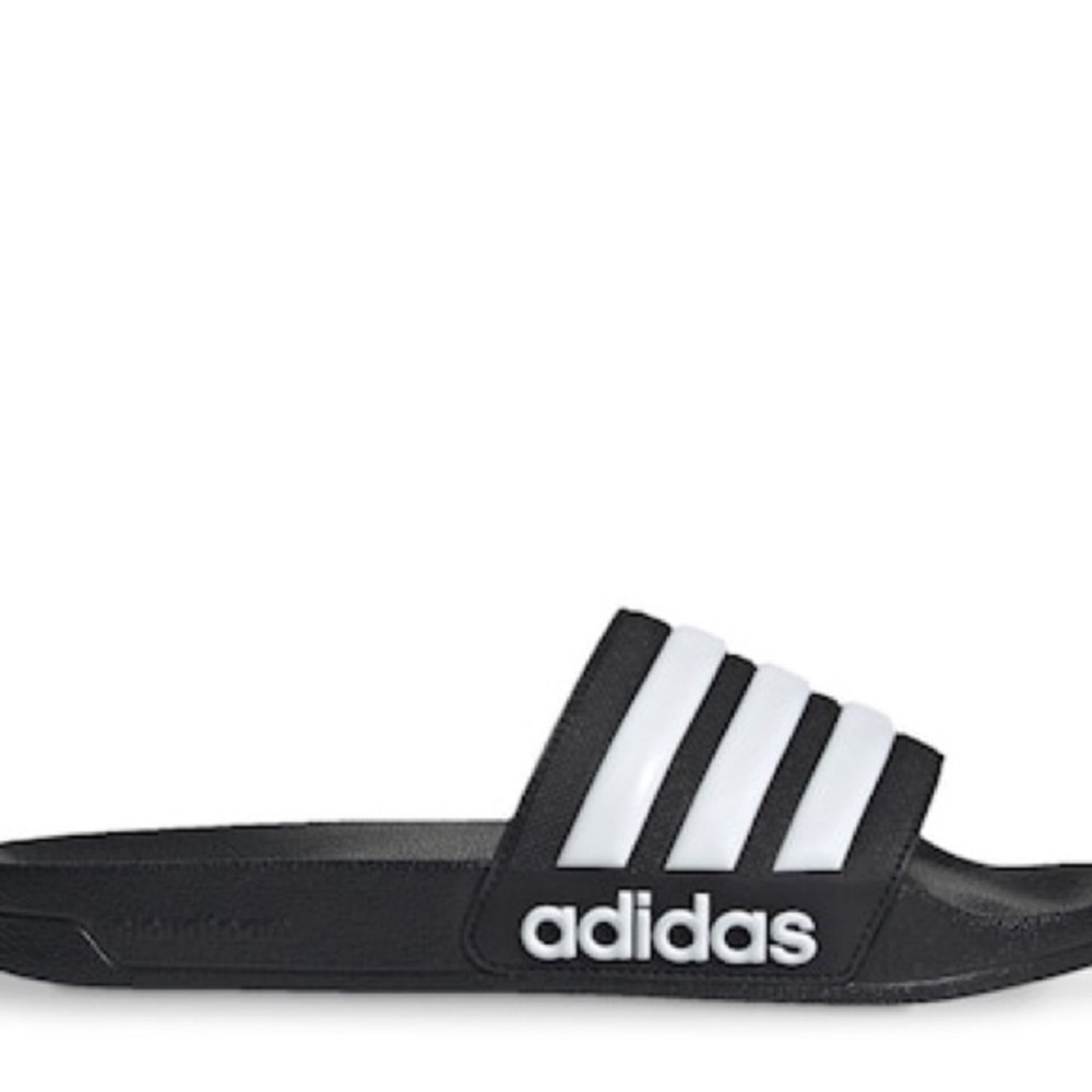 Adidas Black and White Striped Slides size 11